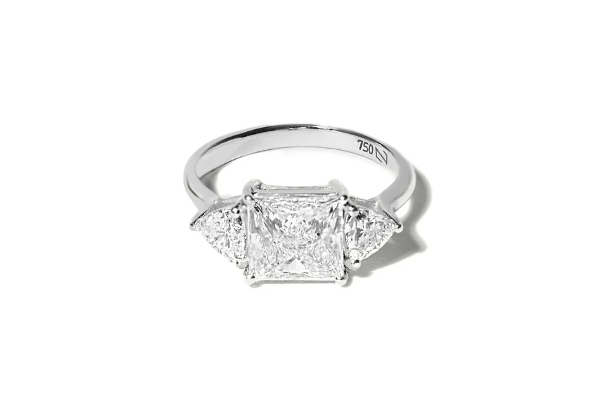Anel Trio Princess em Diamante Lab - 2ct