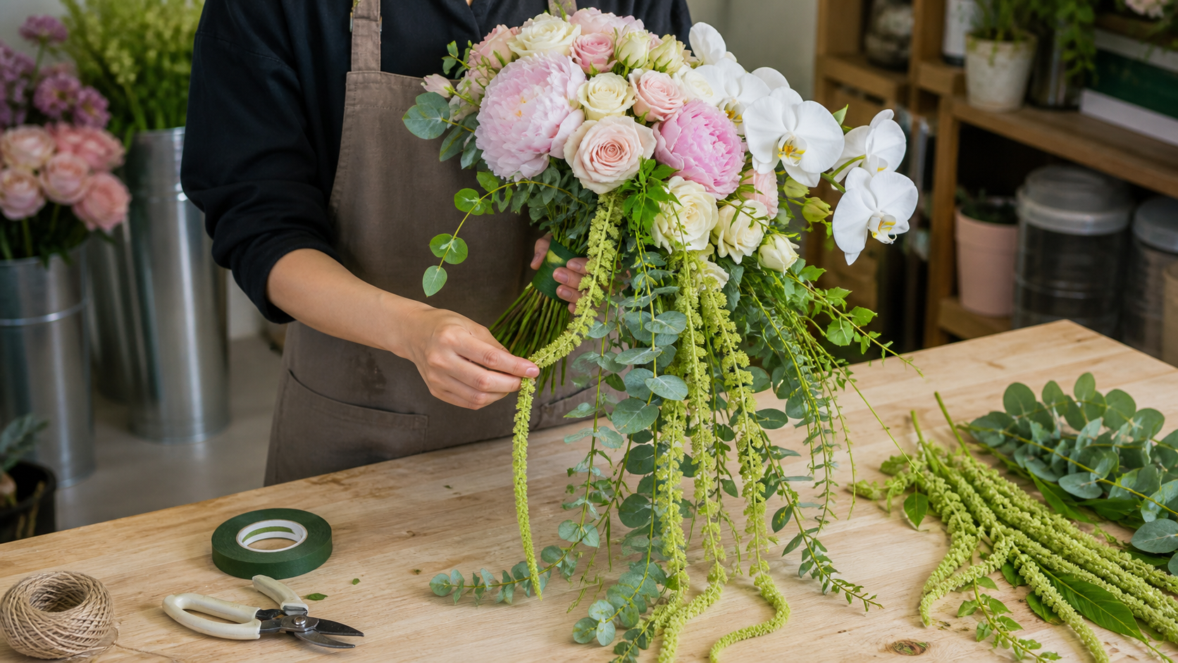 Tutorial on making artificial floral decorations for engagement bouquets