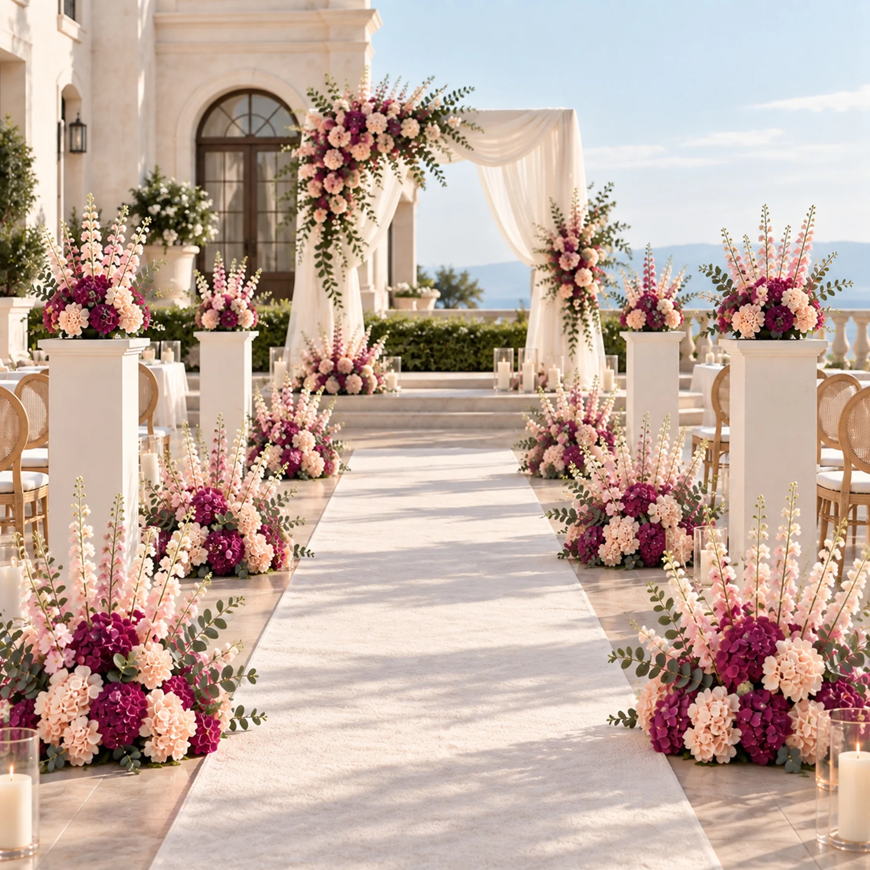 Delphinium Hydrangea Aisle Flower