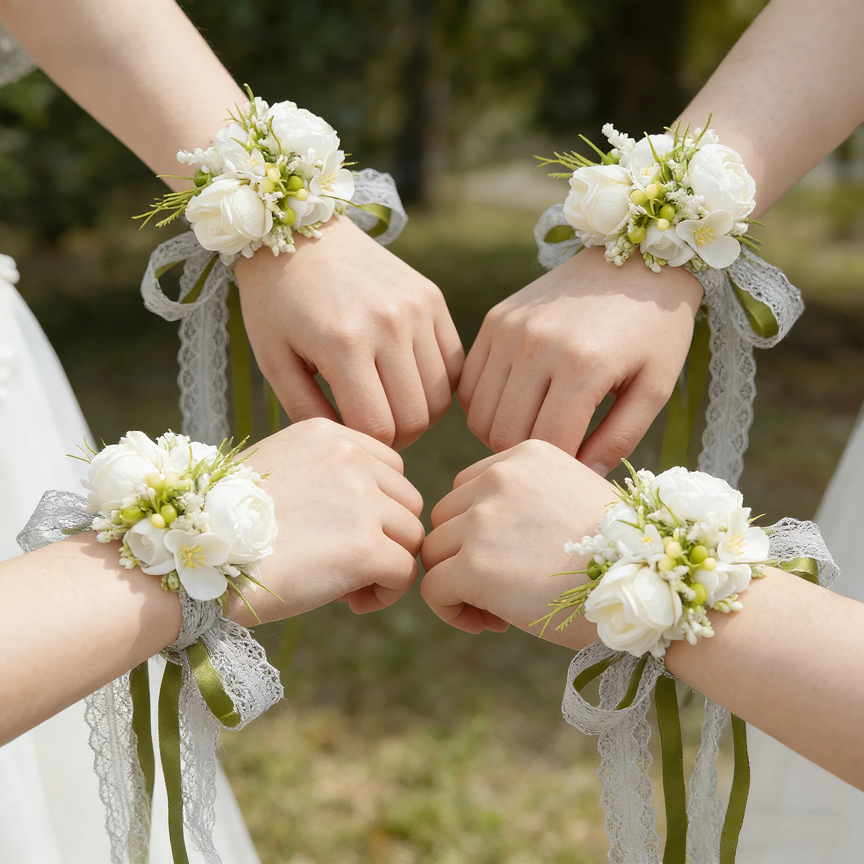 Artificial White Rose Bridesmaid Wrist