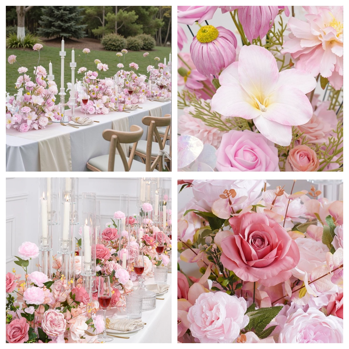 Pink wedding table decor
