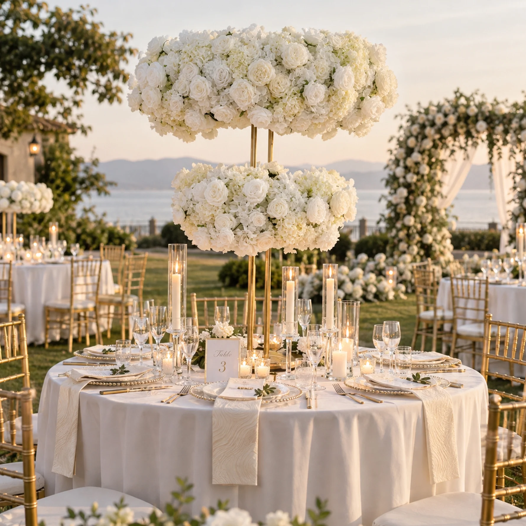 Rose hydrangea table flower arrangement 