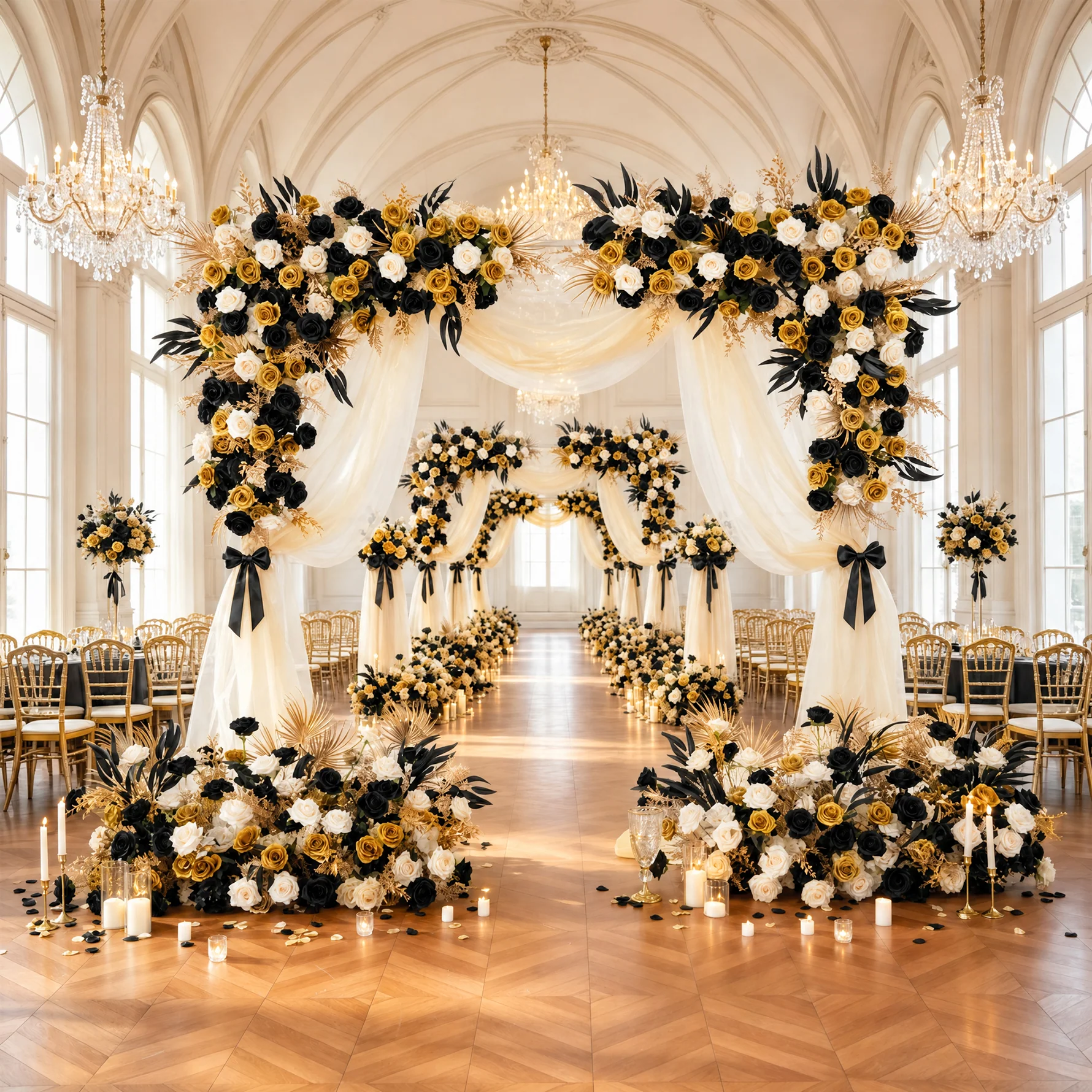 Noir floral wedding decor and wedding planning inspiration