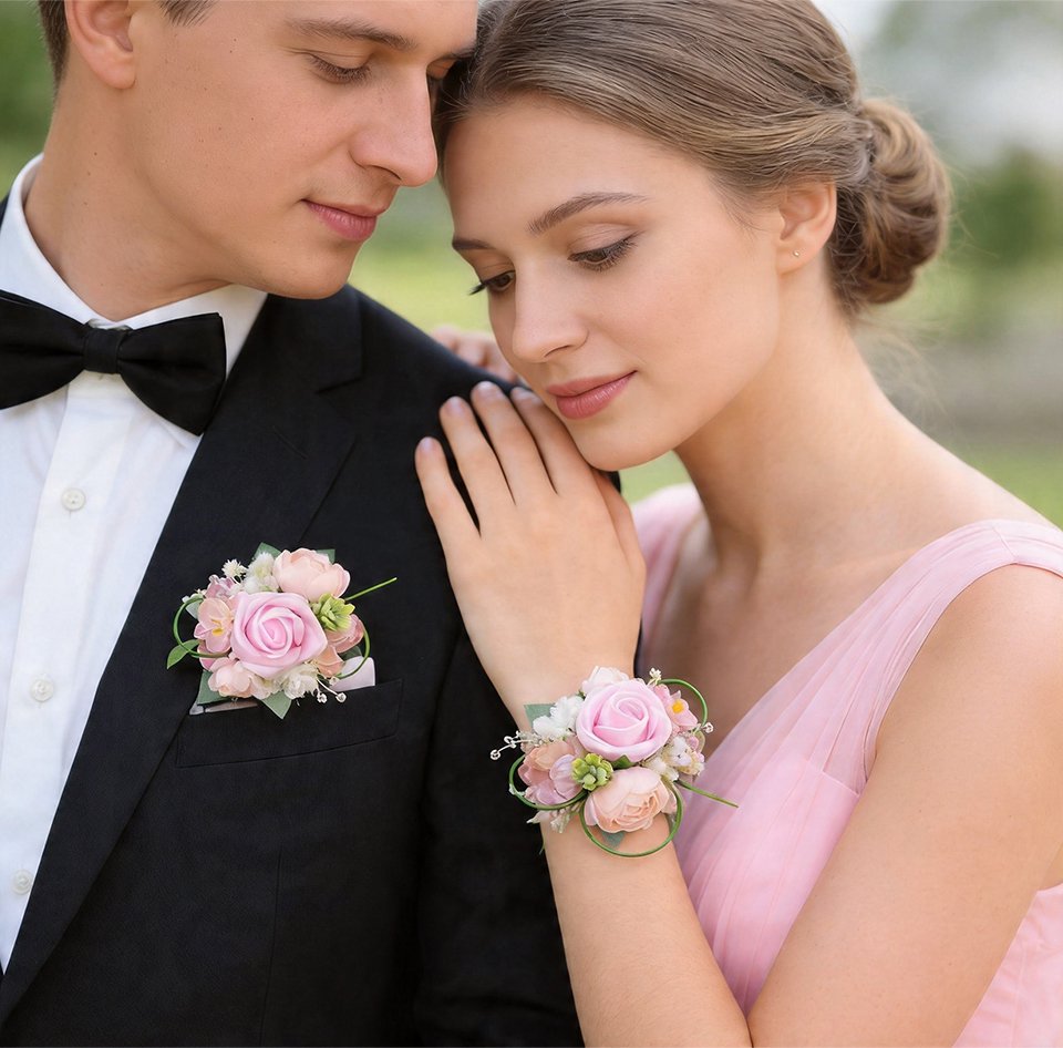 Artificial wrist corsage and boutonniere wedding flower guide