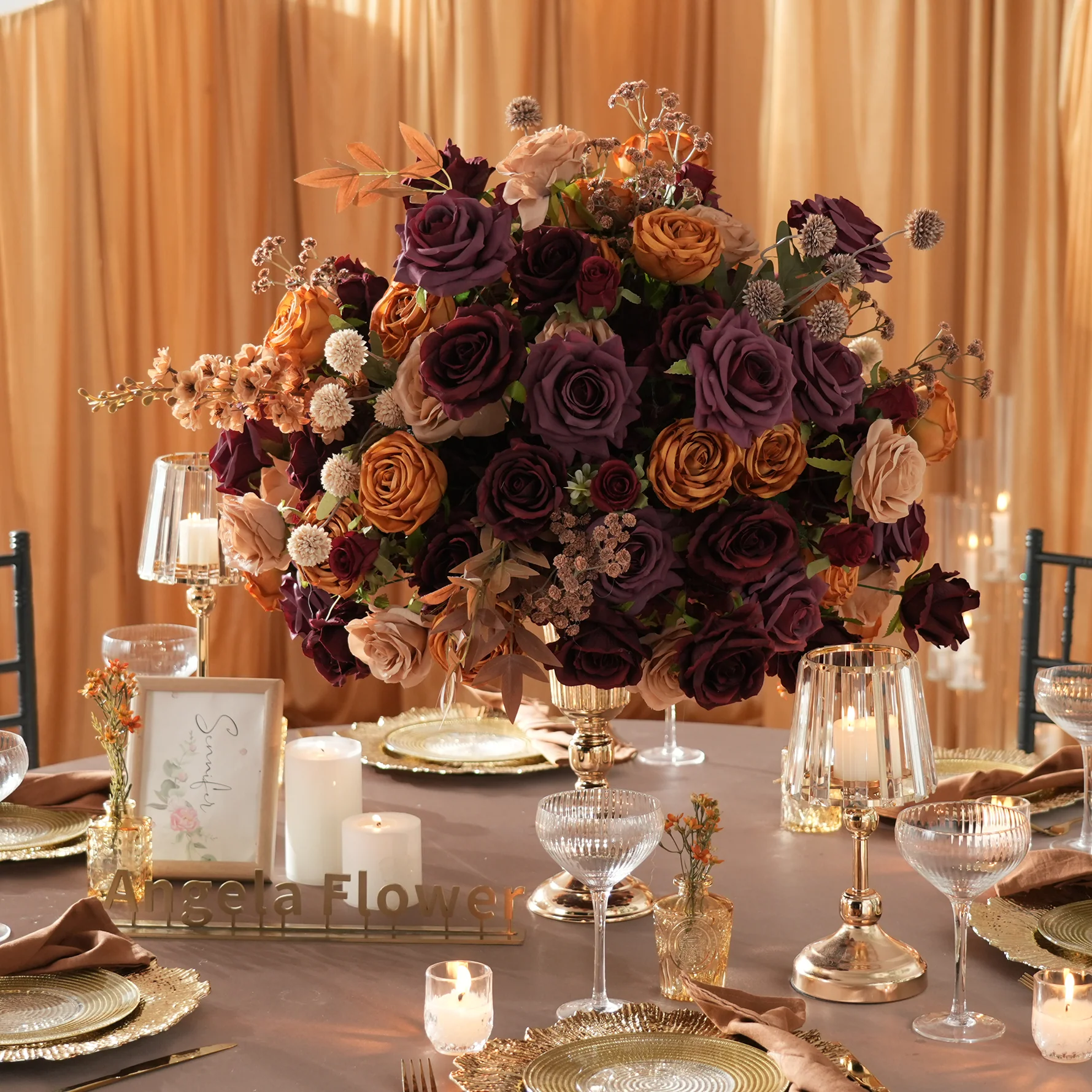 Autumn Rose Baby Breath Hanging Floral