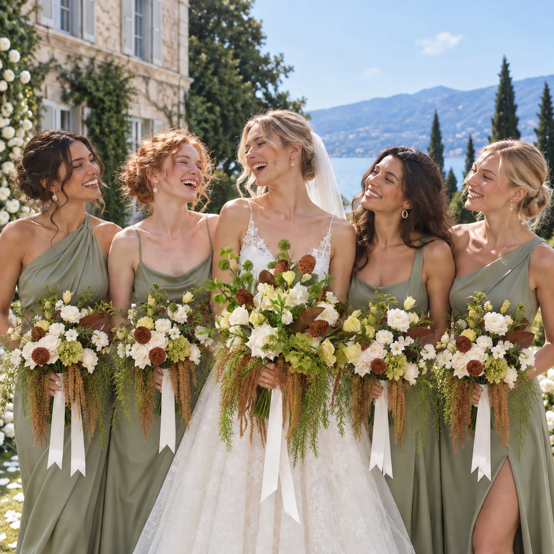 wedding party bride bouquet