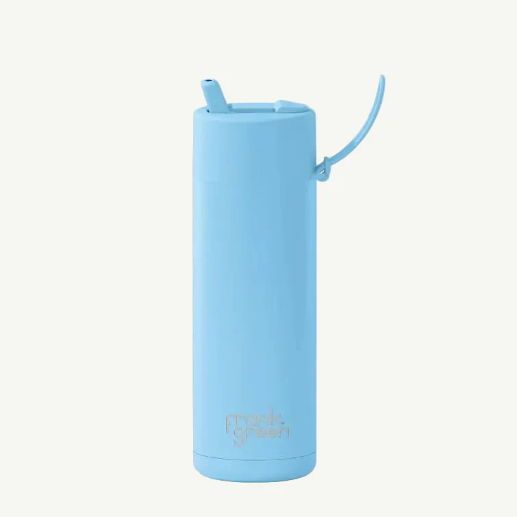 Frank Green 20oz Ceramic Reusable Bottle with Flip Straw Lid - Sky Blue - AUD $59.95