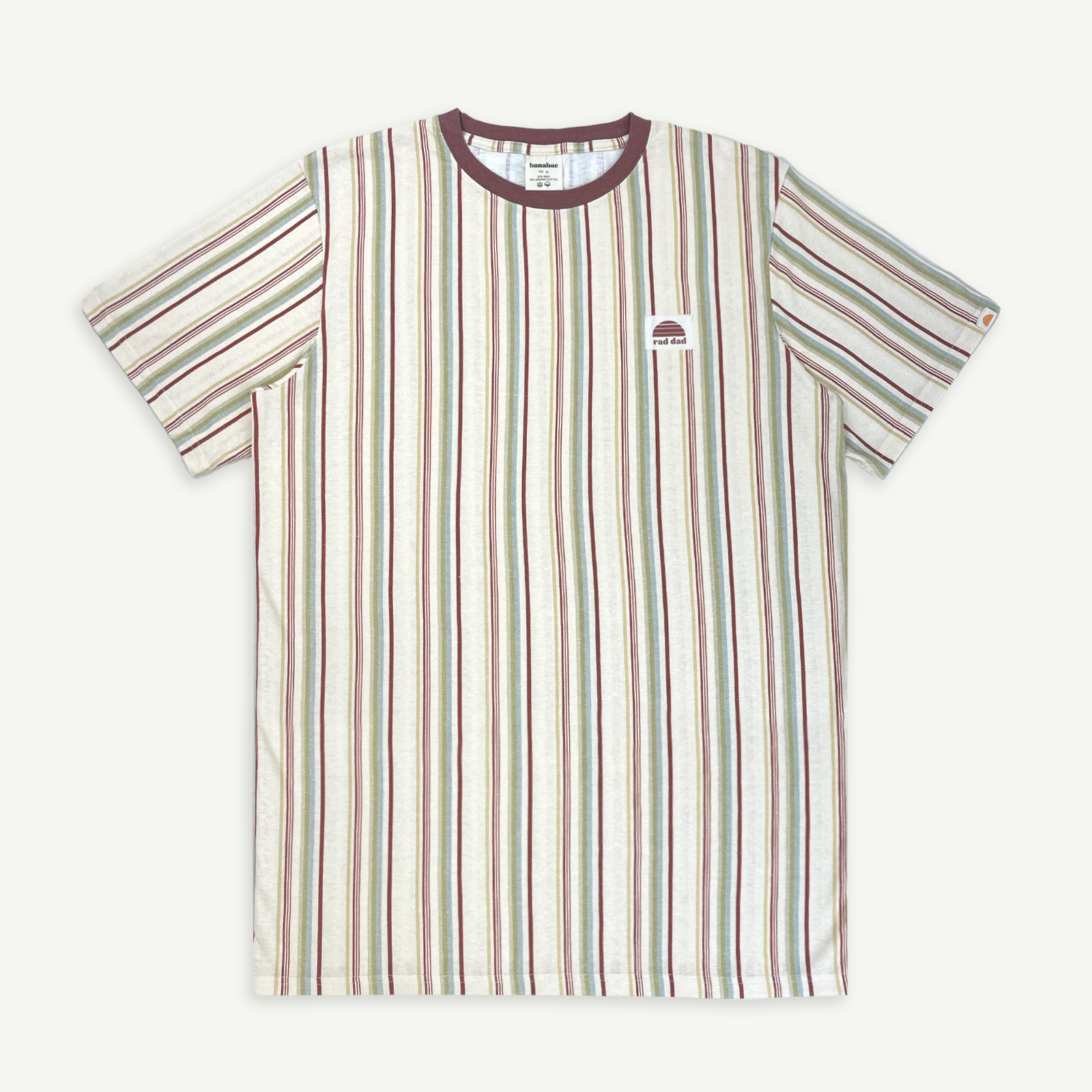 Rad Dad Vertical Stripe Hemp Tee - Craisin - AUD $79.00