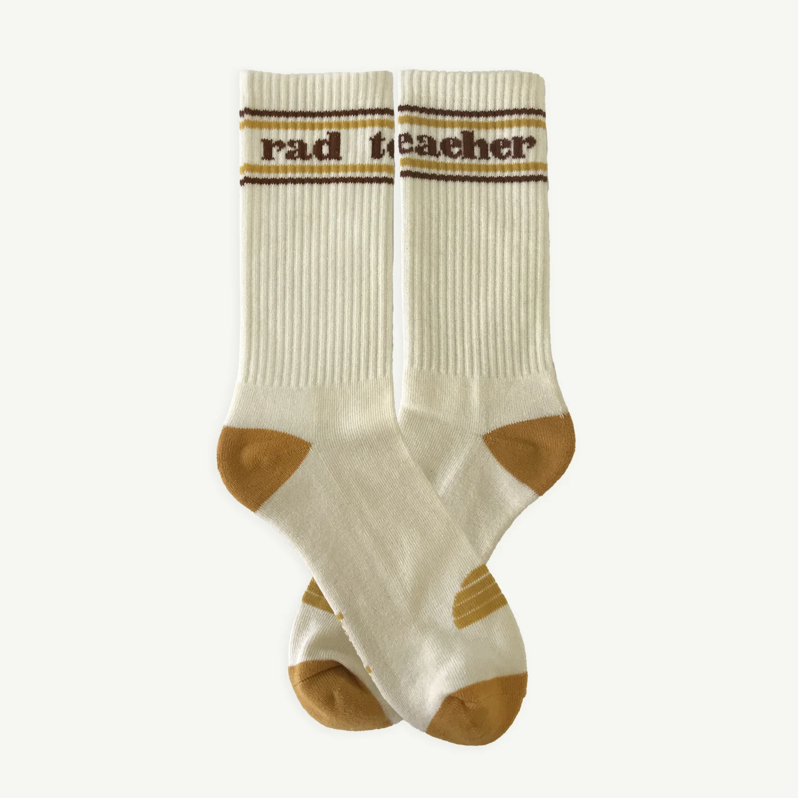 Rad Teacher Organic Cotton Crew Socks - Natural - AUD $29.00