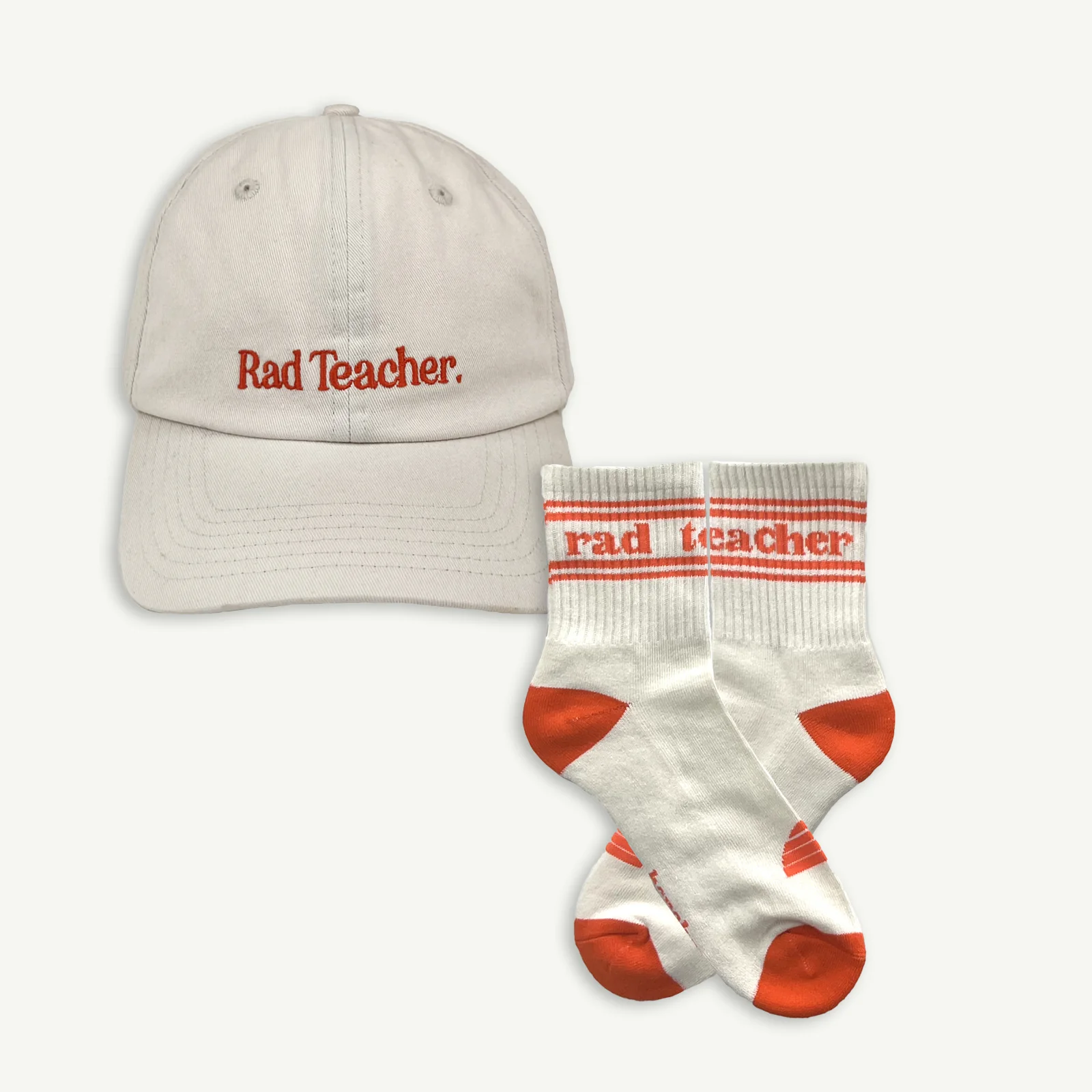 Rad Teacher Baseball Cap and Sock Bundle - Red - AUD $79.00