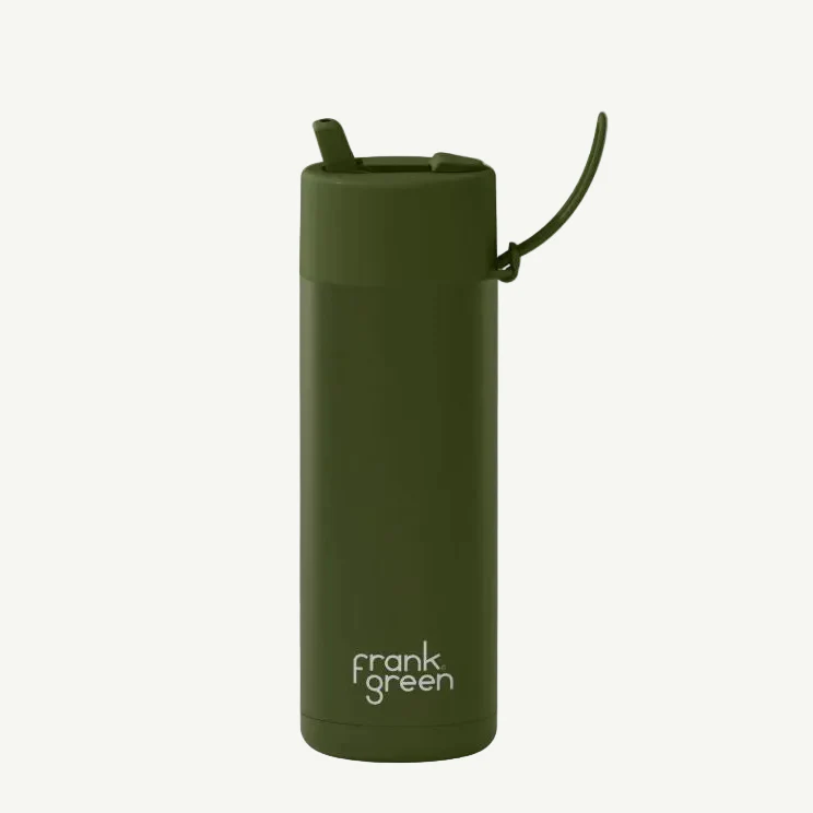 Frank Green 20oz Ceramic Reusable Bottle with Flip Straw Lid - Khaki - AUD $59.95