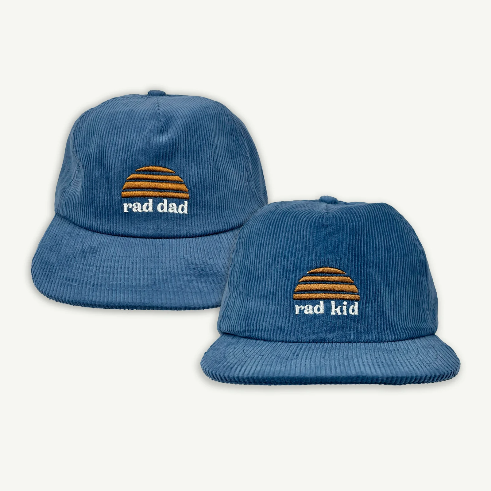 Rad Dad and Rad Kid Cord Cap Bundle - Denim Blue - AUD $95.00