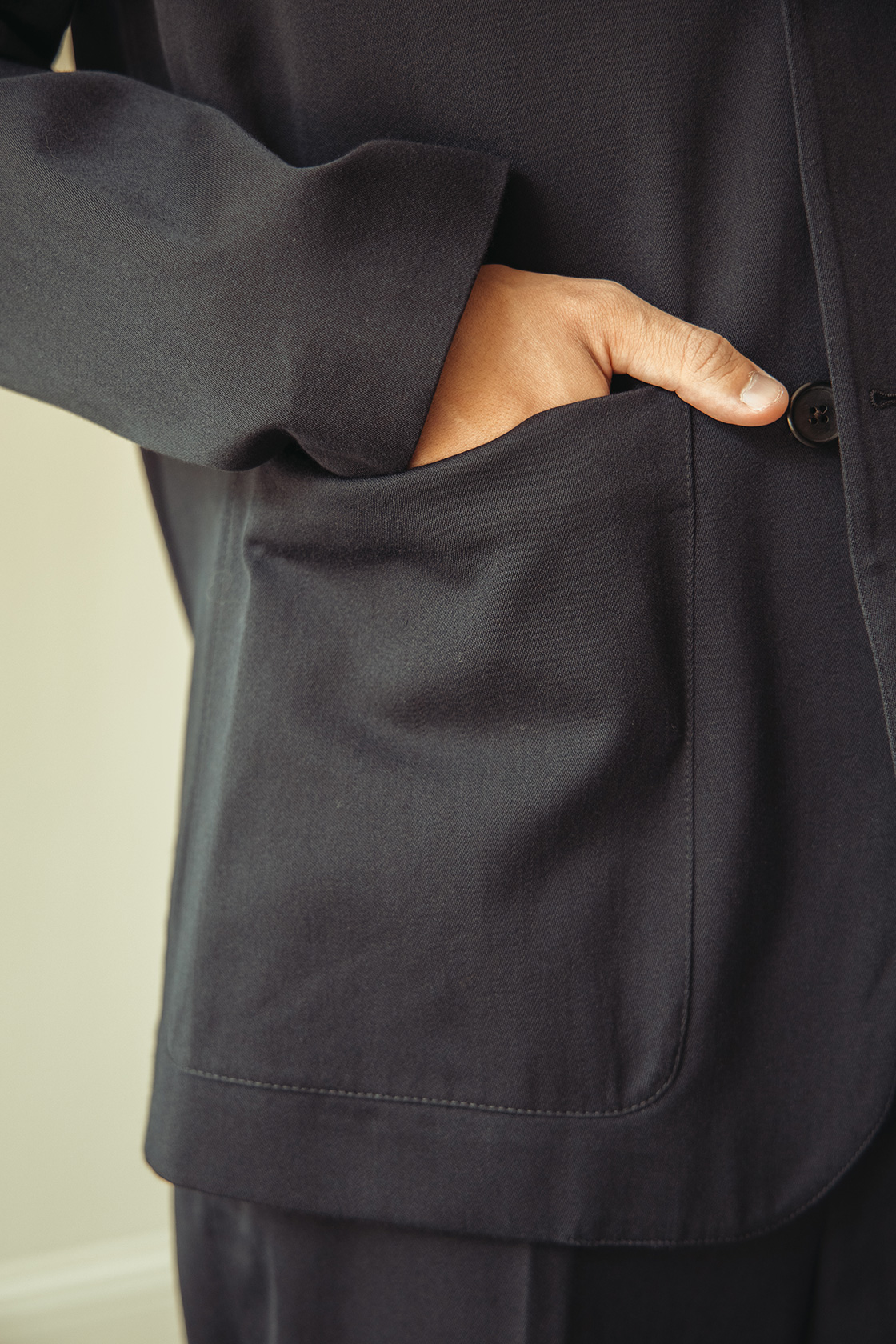 Detail shot of Margaret Howell Suiting Jacket Pocket