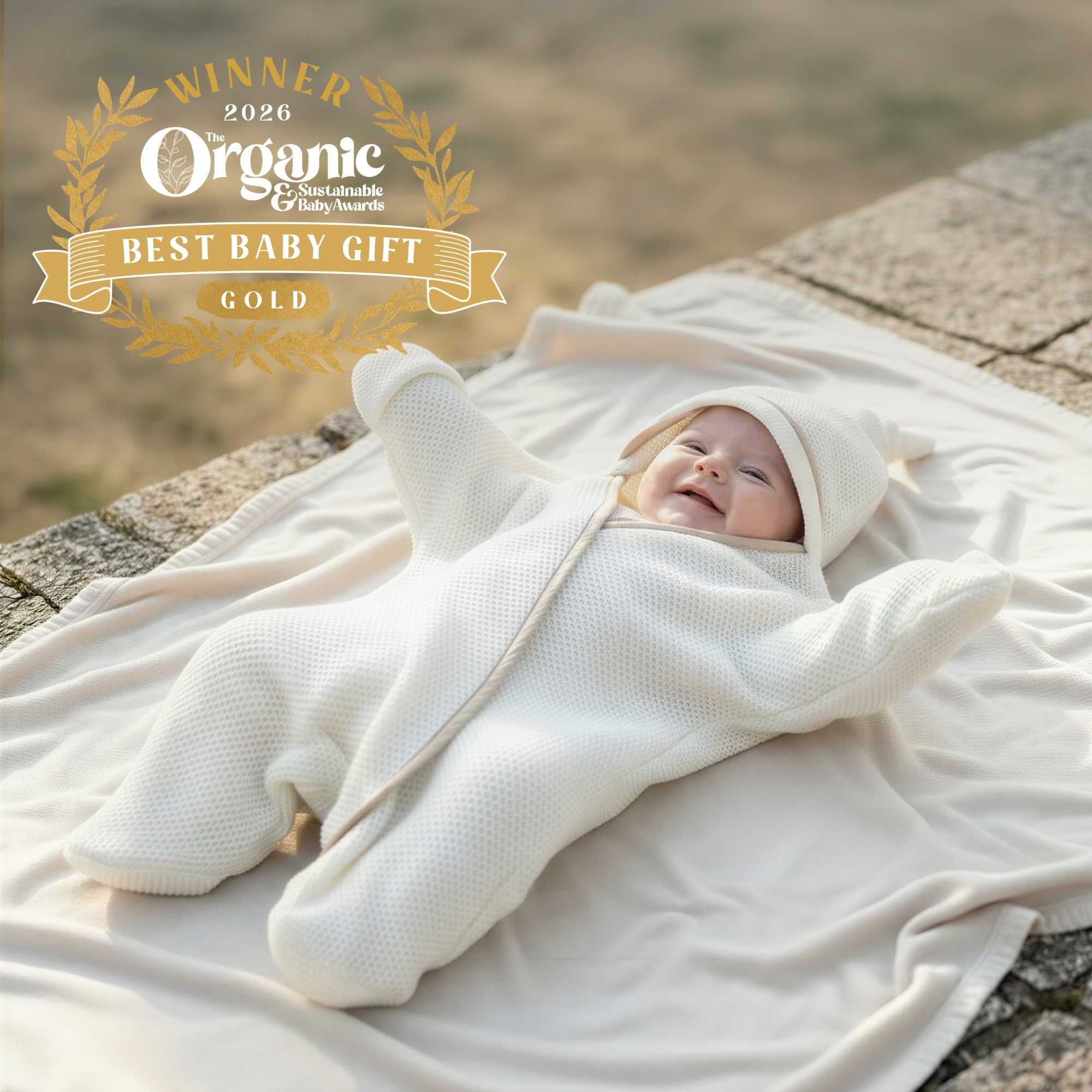 Award winning Sunny Day Organic Star Breathable Wrap Baby Blanket