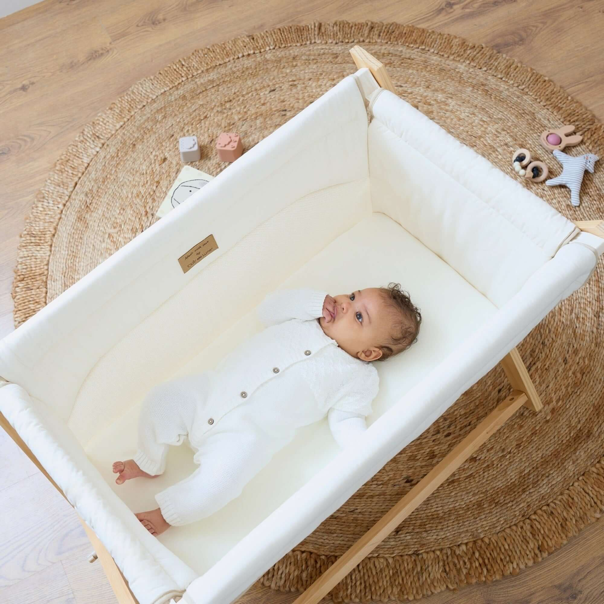 Clair de Lune Organic Folding Crib with Bedding Bundle