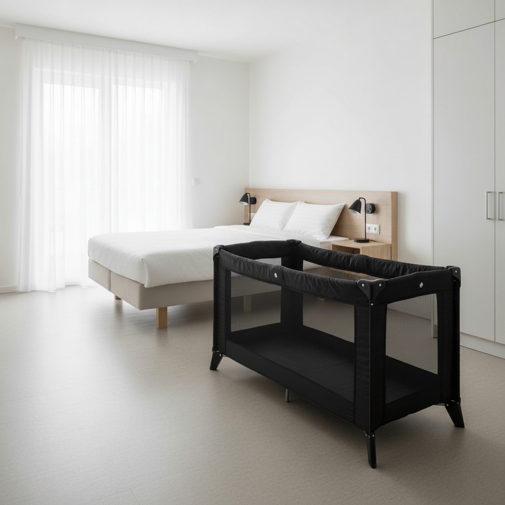 East Coast Black Budget Travel Cot - Clair de Lune UK