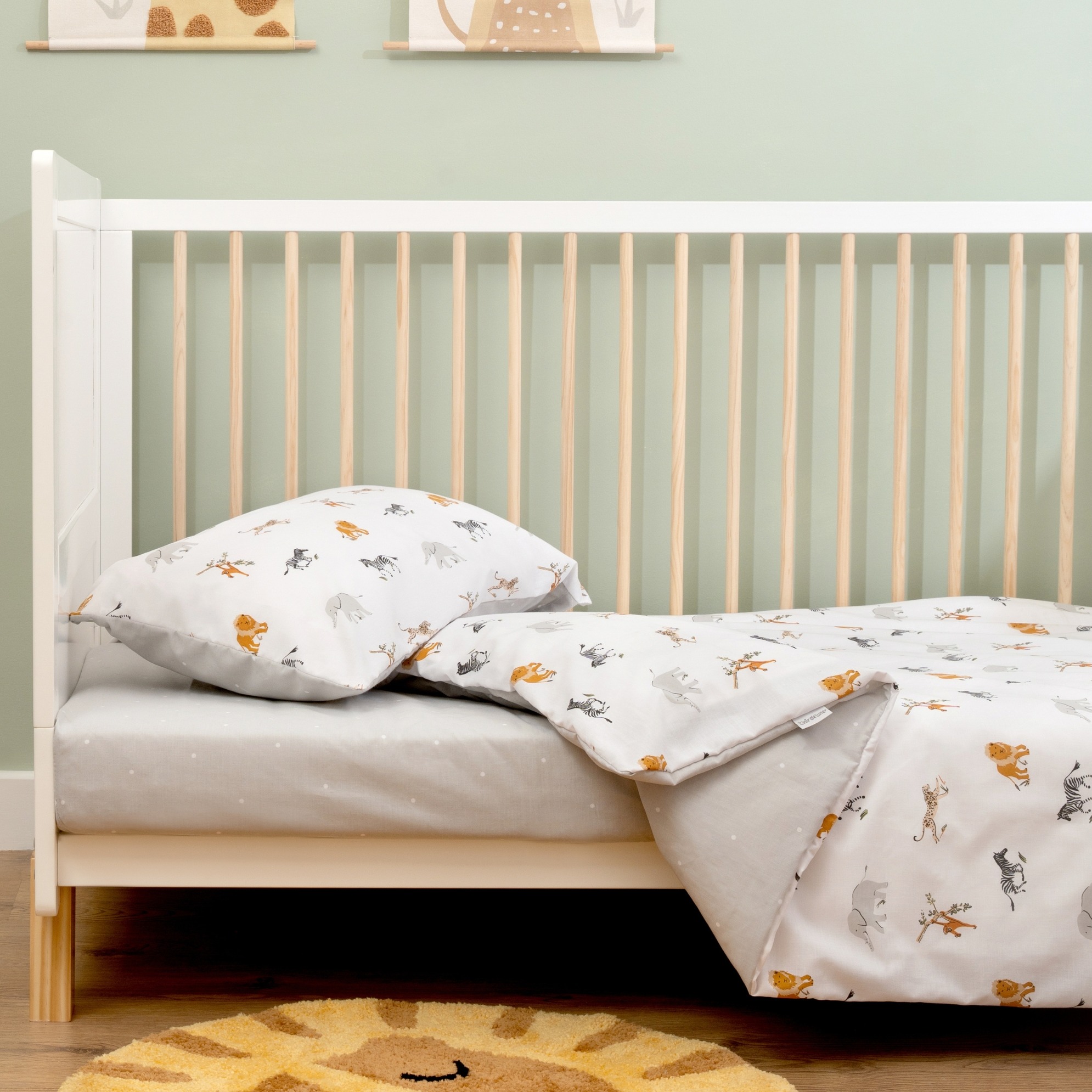 Jungle Dream Reversible Cot Bed/Toddler Bed Duvet Cover Set including pillowcase and duvet cover | Cot, Cot Bed & Toddler Bed Bedding - Clair de Lune UK