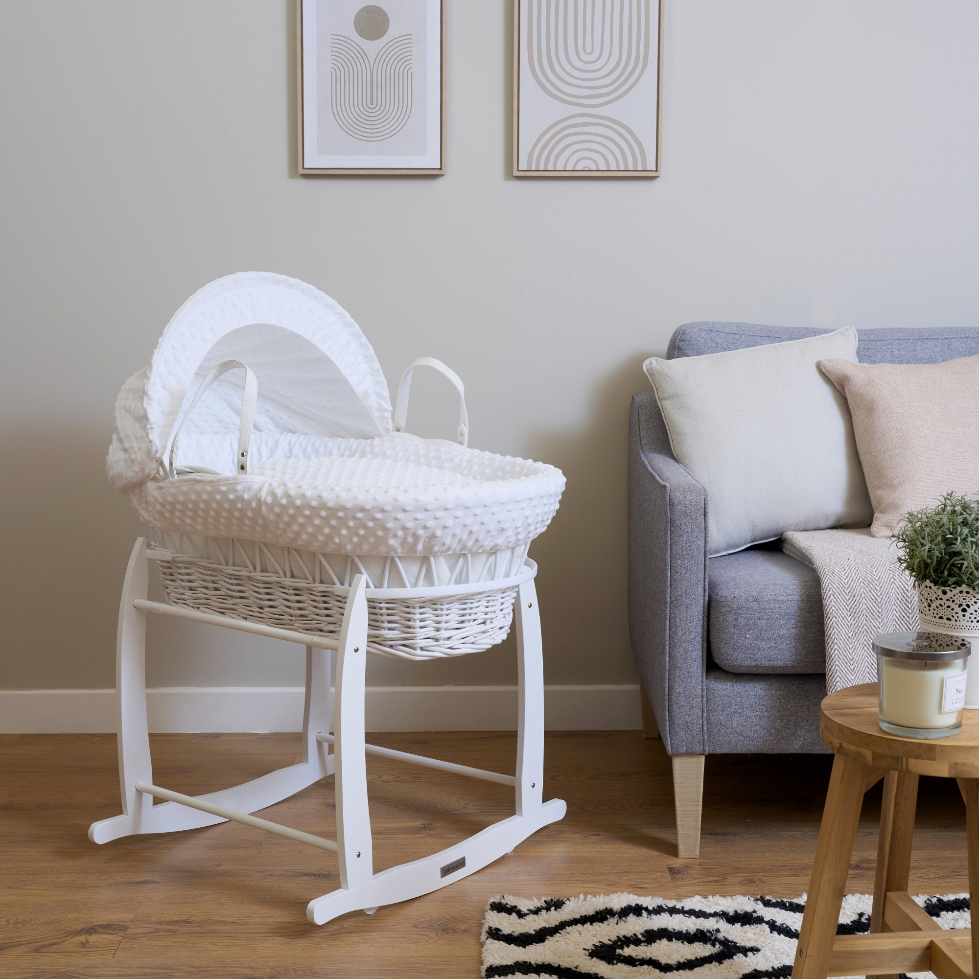 Claor de Lune Dimple white wicker moses basket