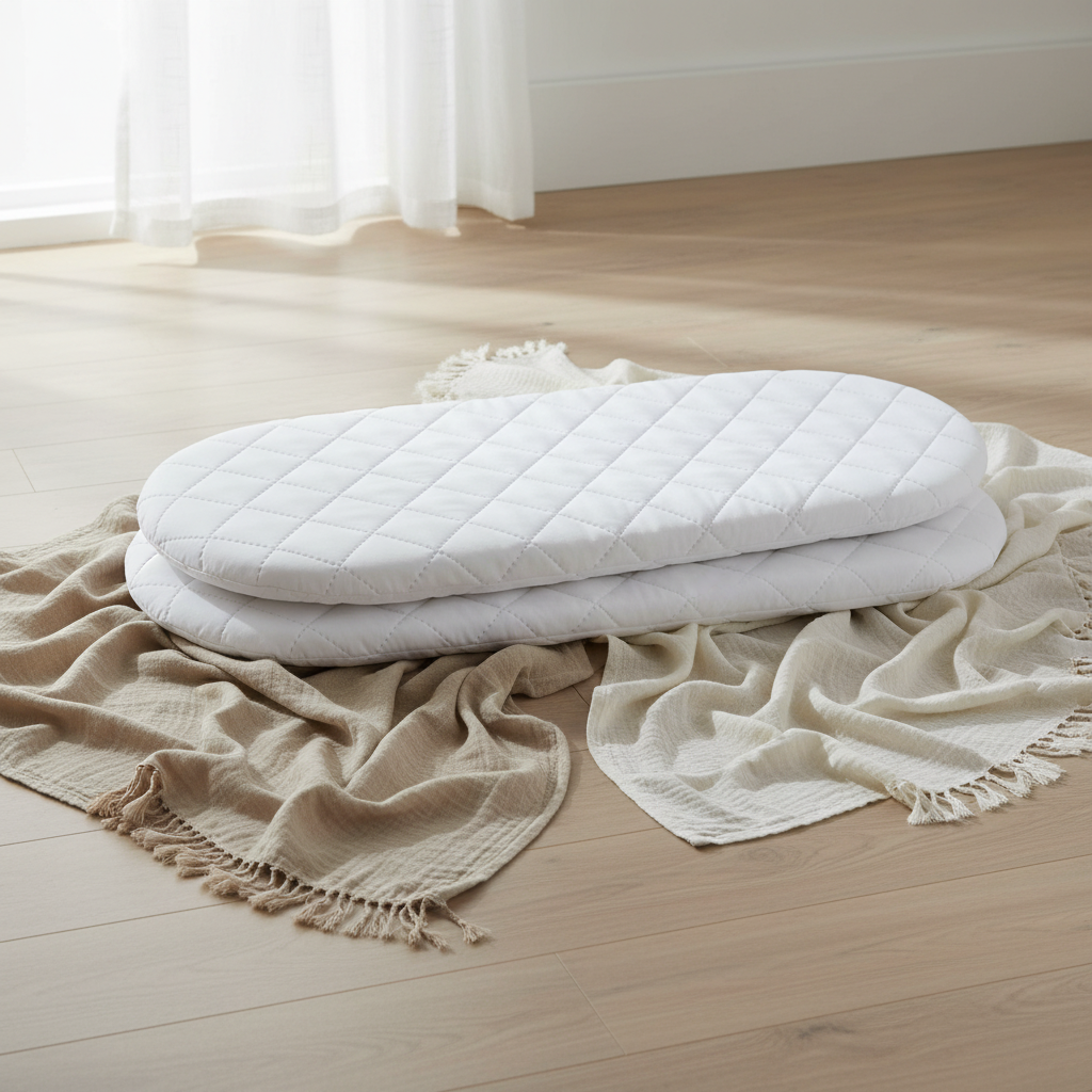 Clair de Lune Quilted Microfibre Wicker Moses Basket Mattress