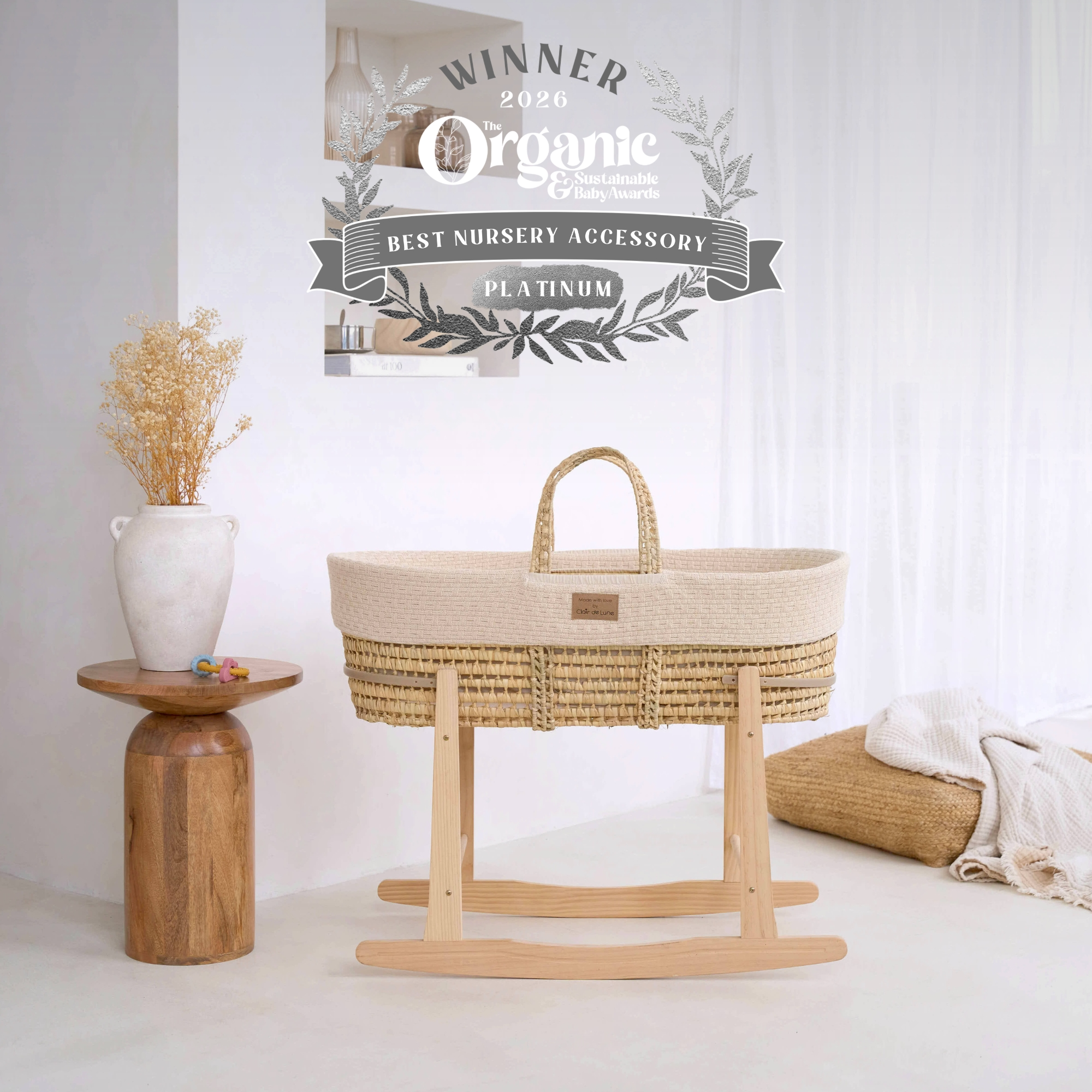 2026 Platinum Award-Winning Organic Knitted Palm Moses Basket