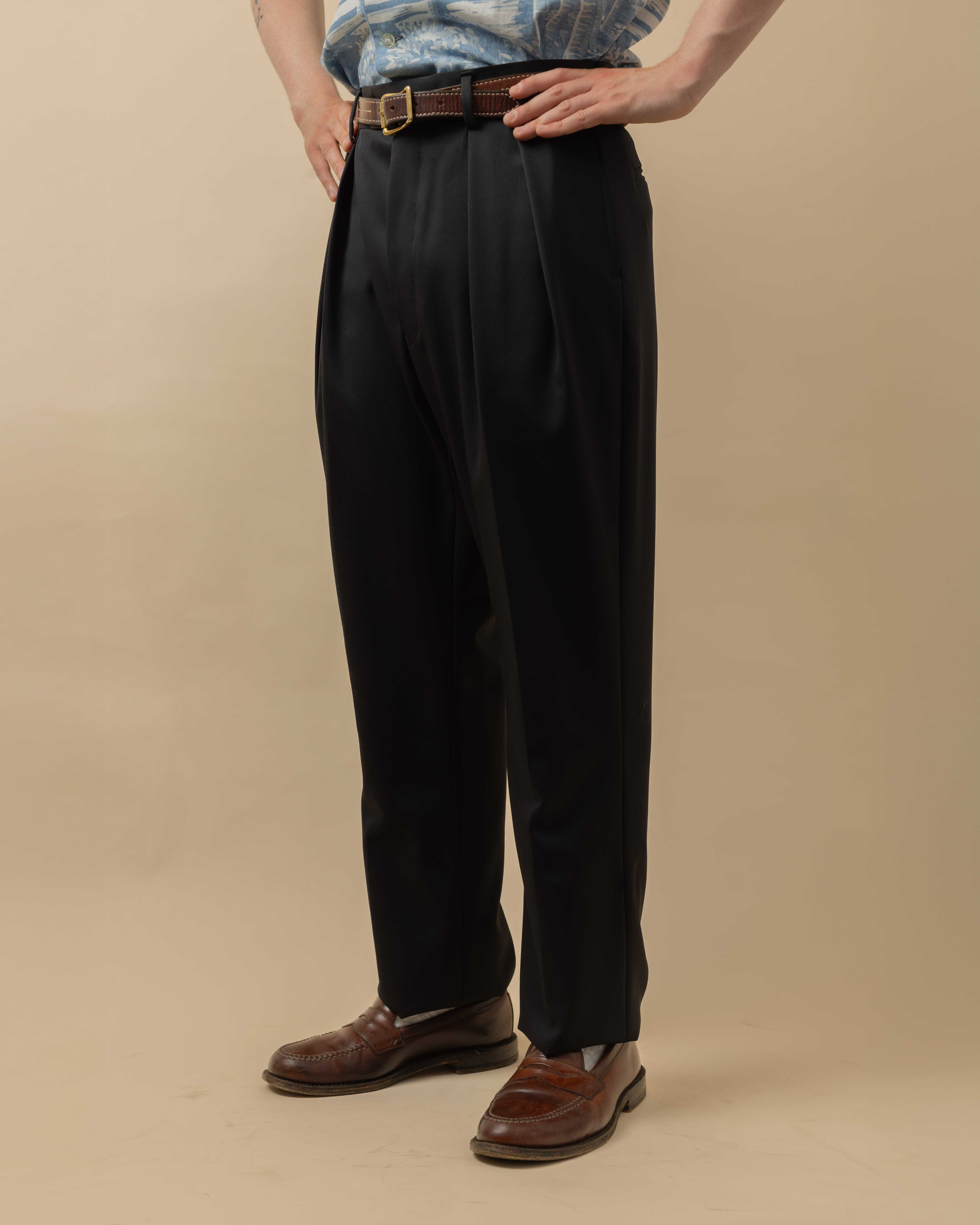 NEAT Wool Gabardine Standard Trousers Navy - Clutch Cafe