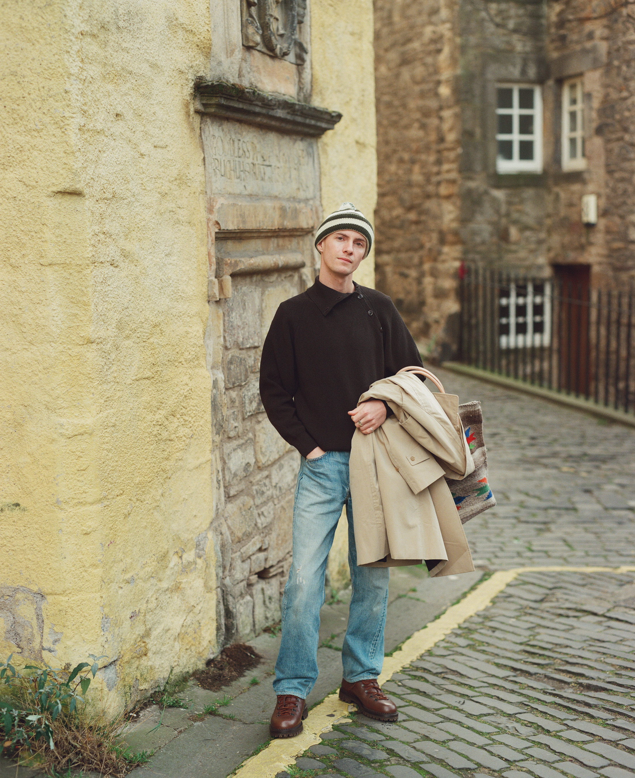 Haversack 10G Single Rib High Neck Sweater Brown