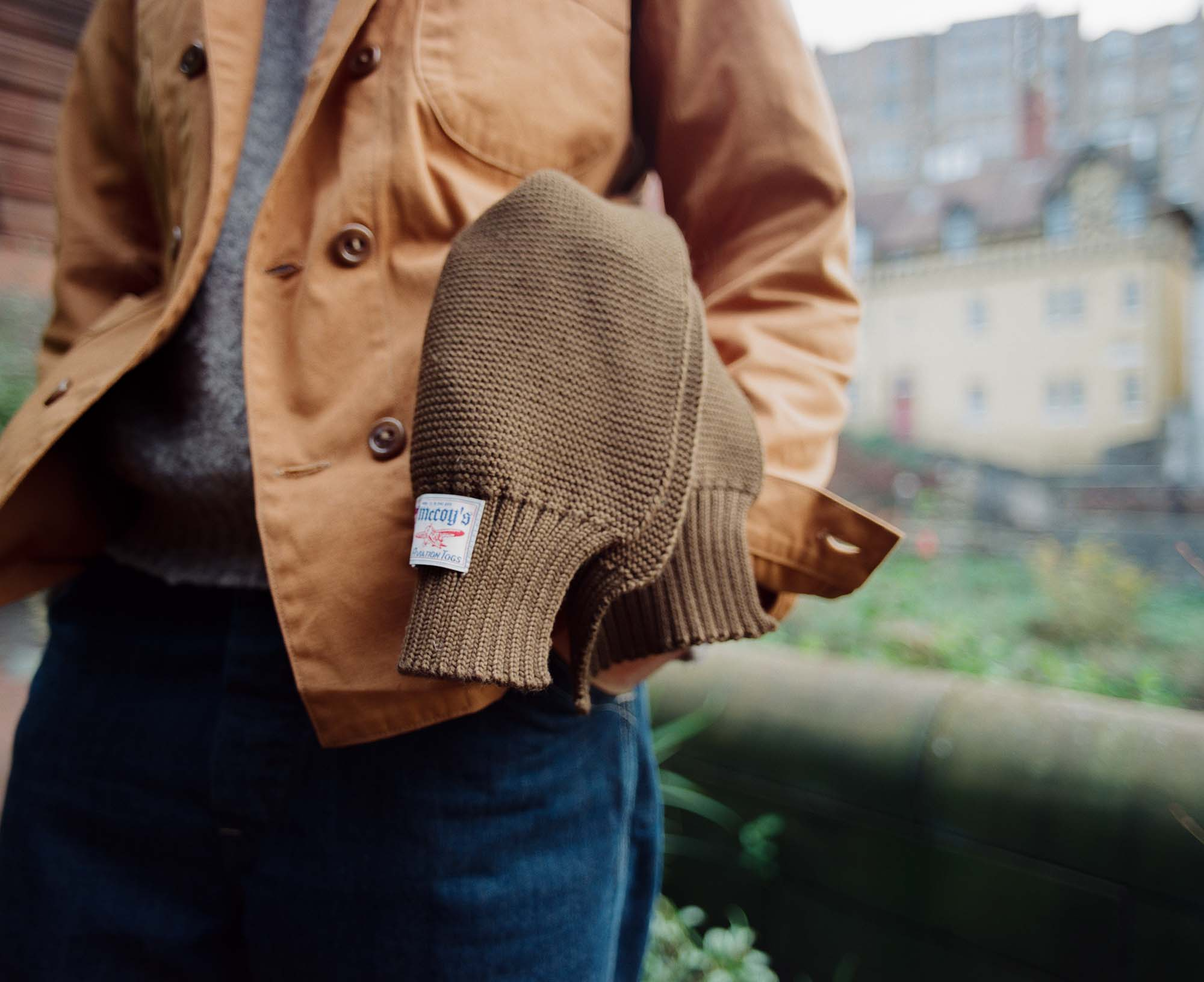 The Real McCoy's Scarf, Wool Knit Olive