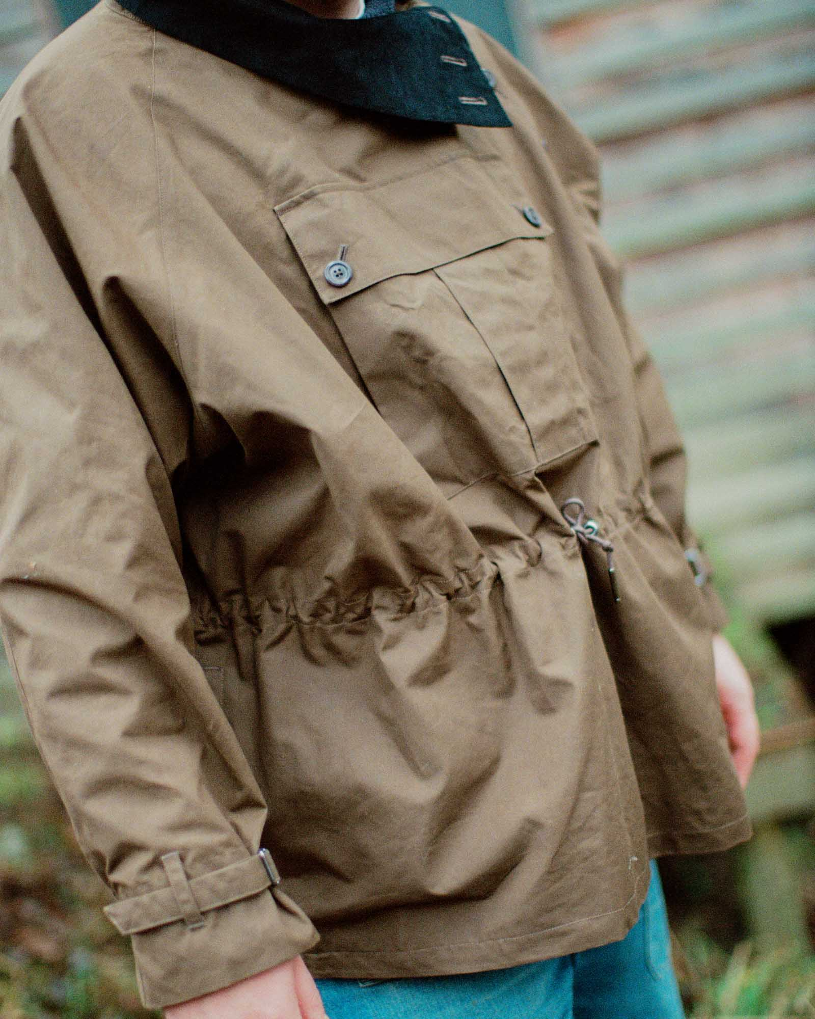 Haversack Waxed High Neck Pullover Jacket Brown