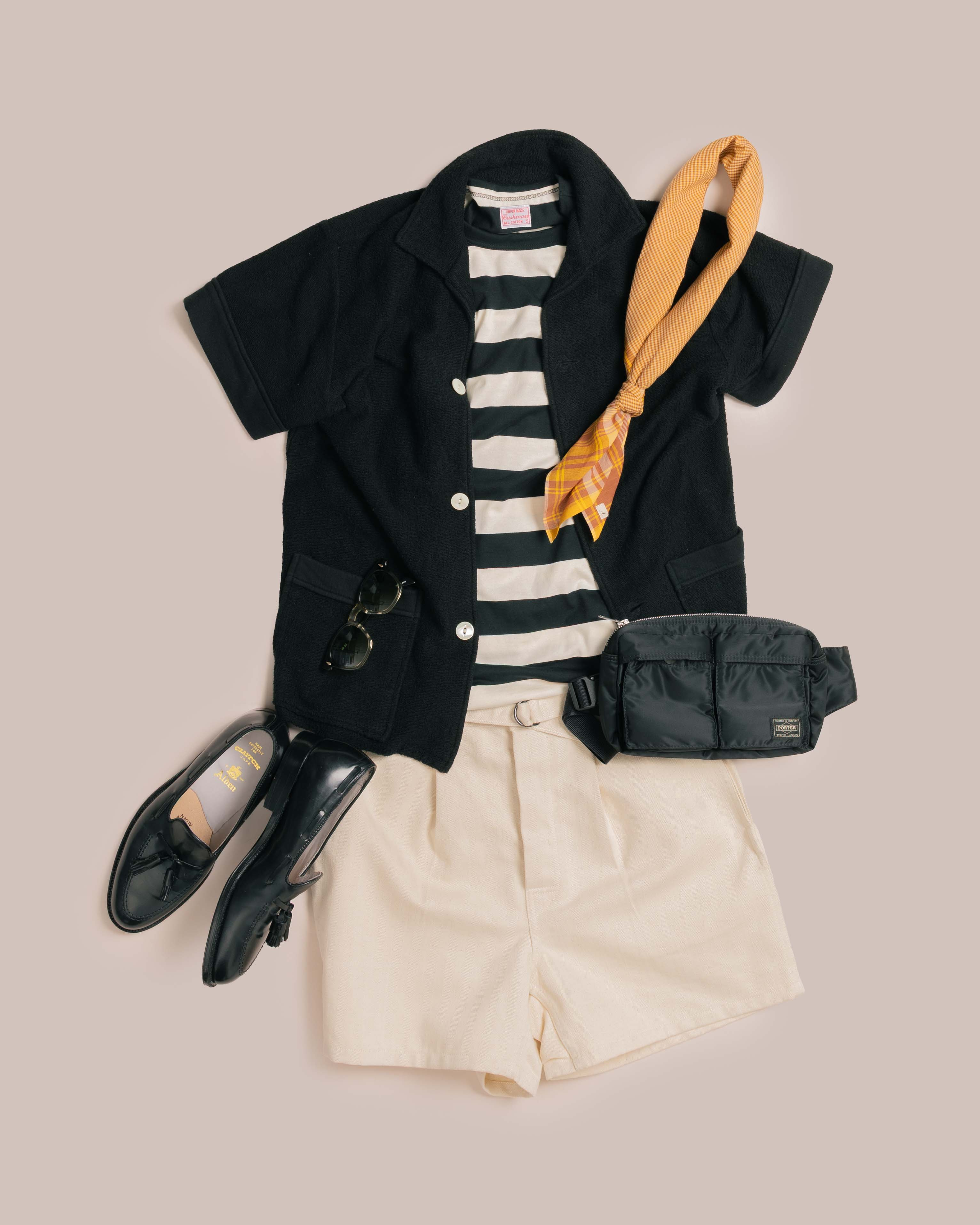 Cushman Lot. 26870 Border Striped T-shirt Cream/Black
