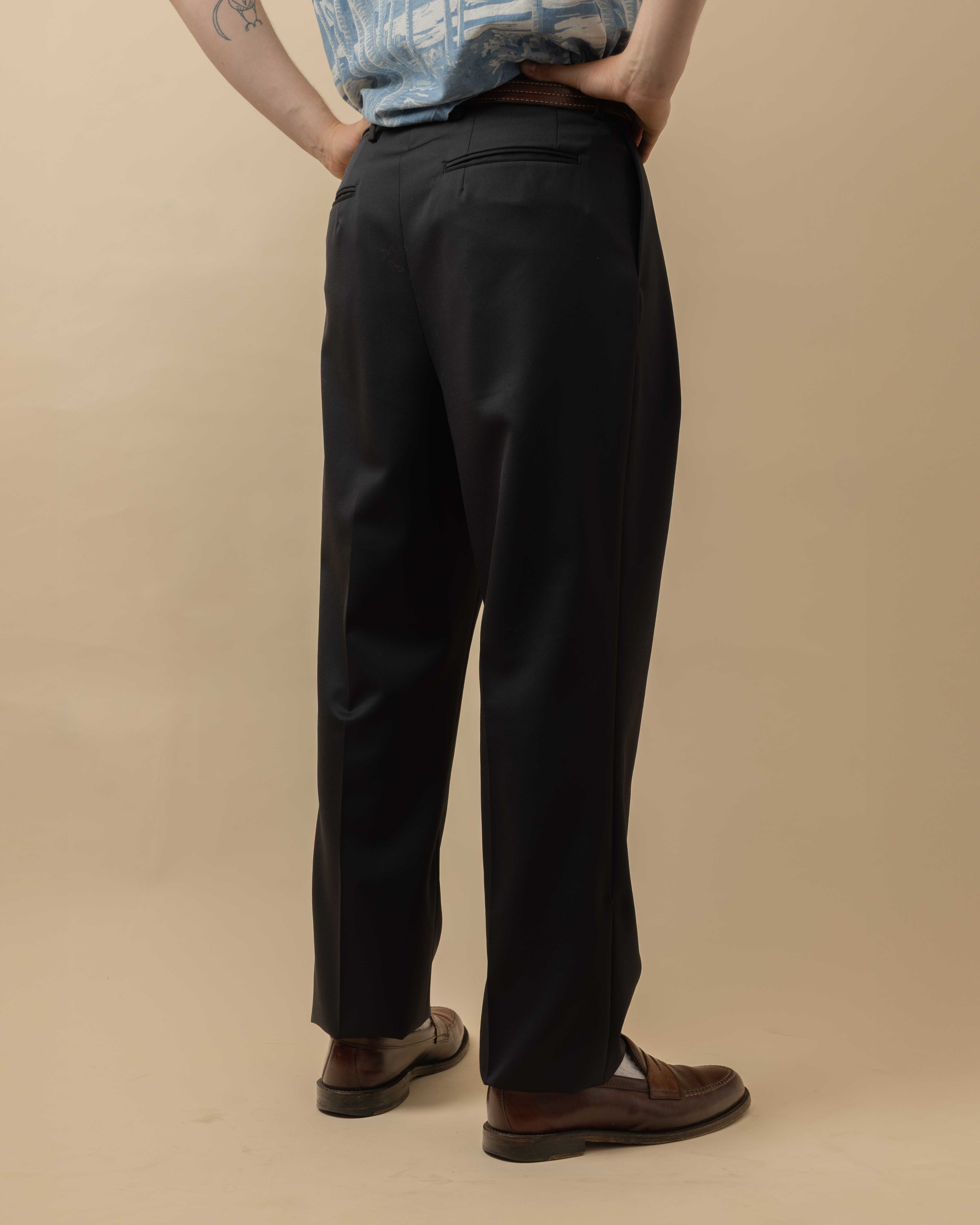 NEAT Wool Gabardine Standard Trousers Navy - Clutch Cafe