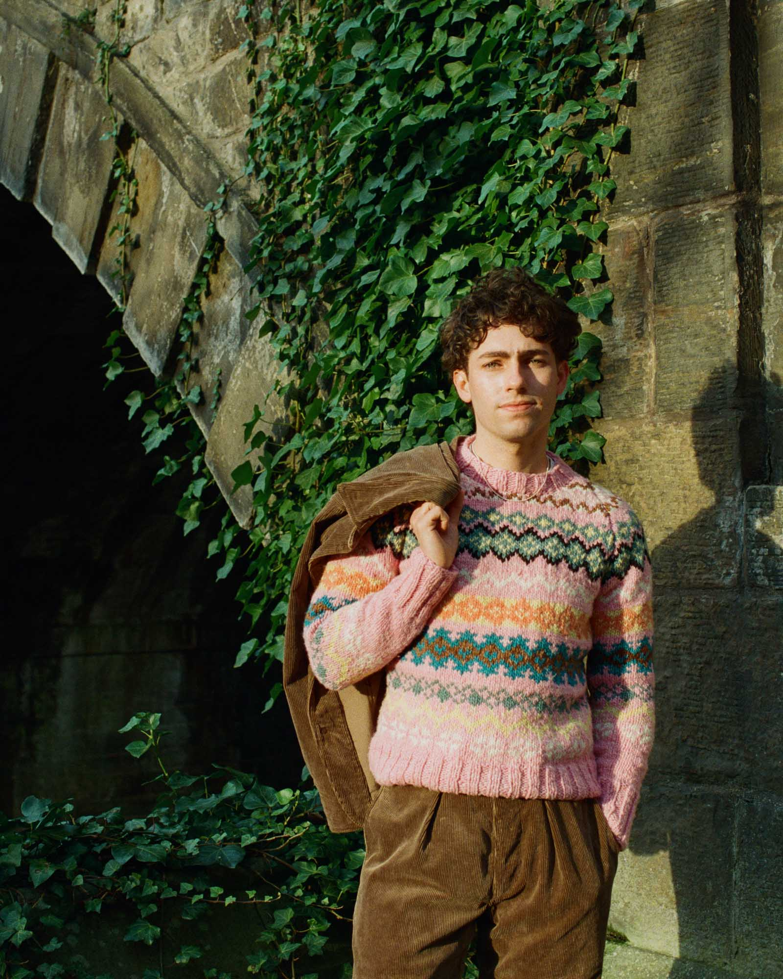 Chamula Fair Isle #8 Pullover Sweater Lt. Pink