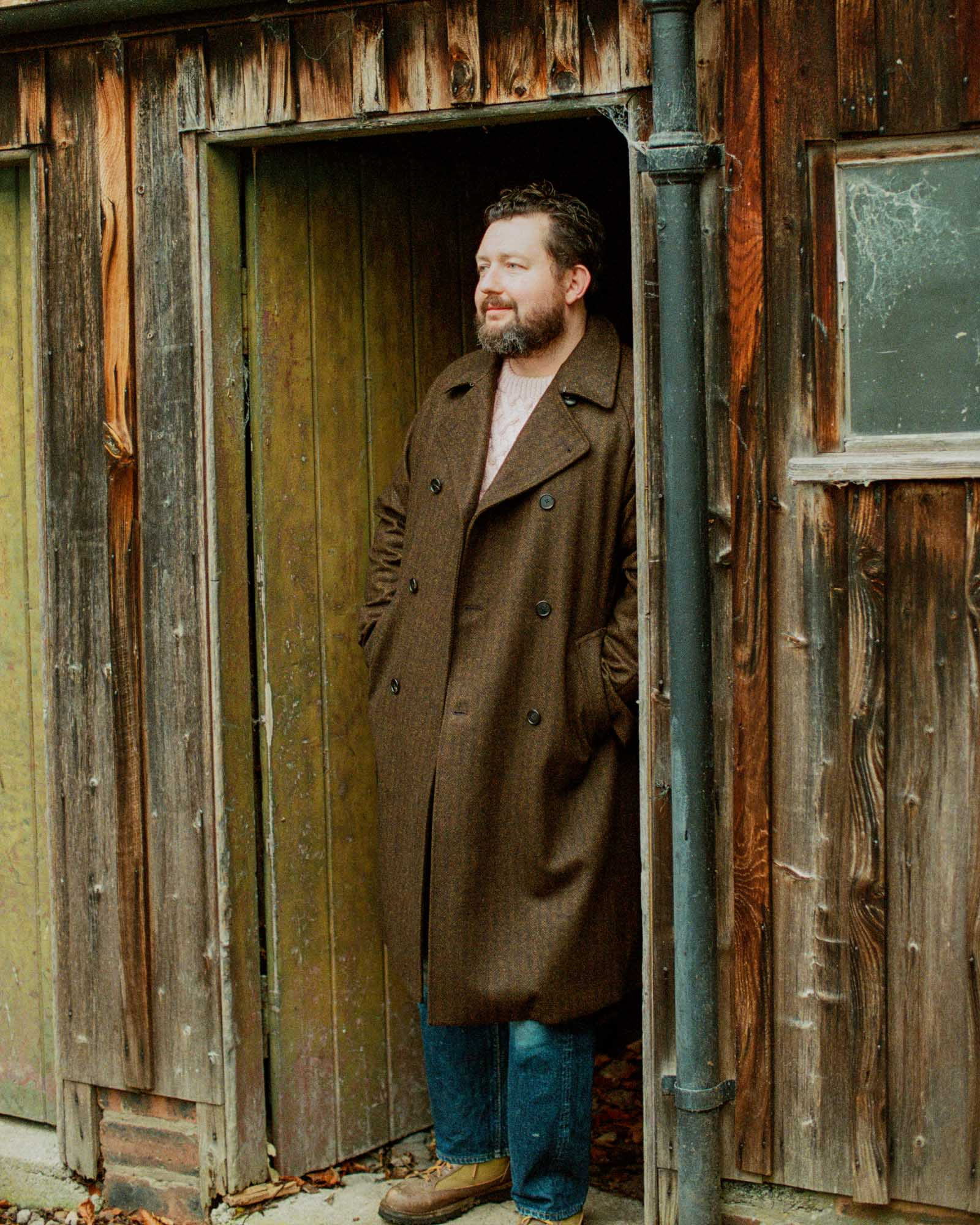 Coherence FouFou II Coat Tweed Jersey Chevron Brown