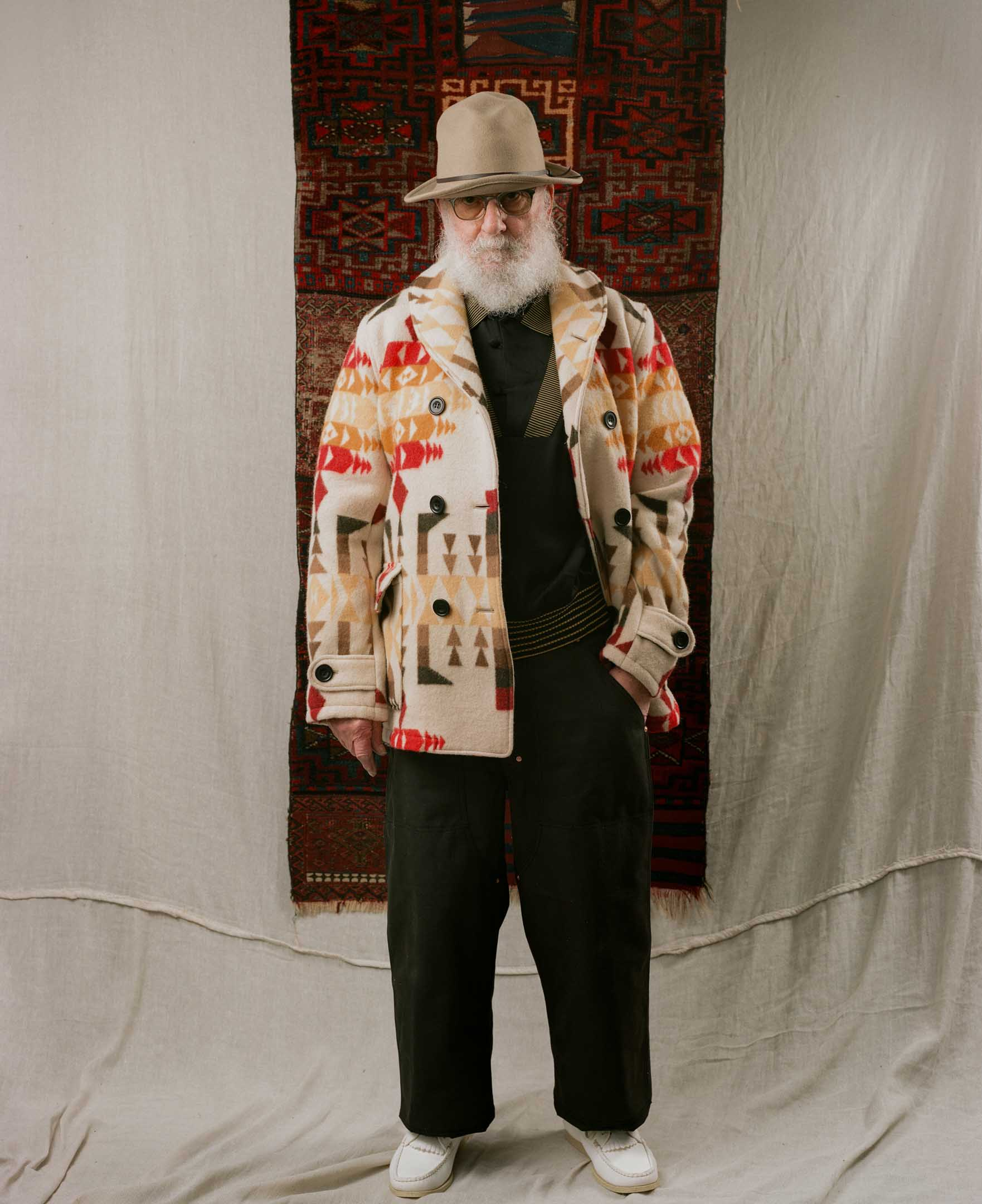 Warehouse & Co. X John Gluckow Blanket Pattern Mackinaw Coat Beige