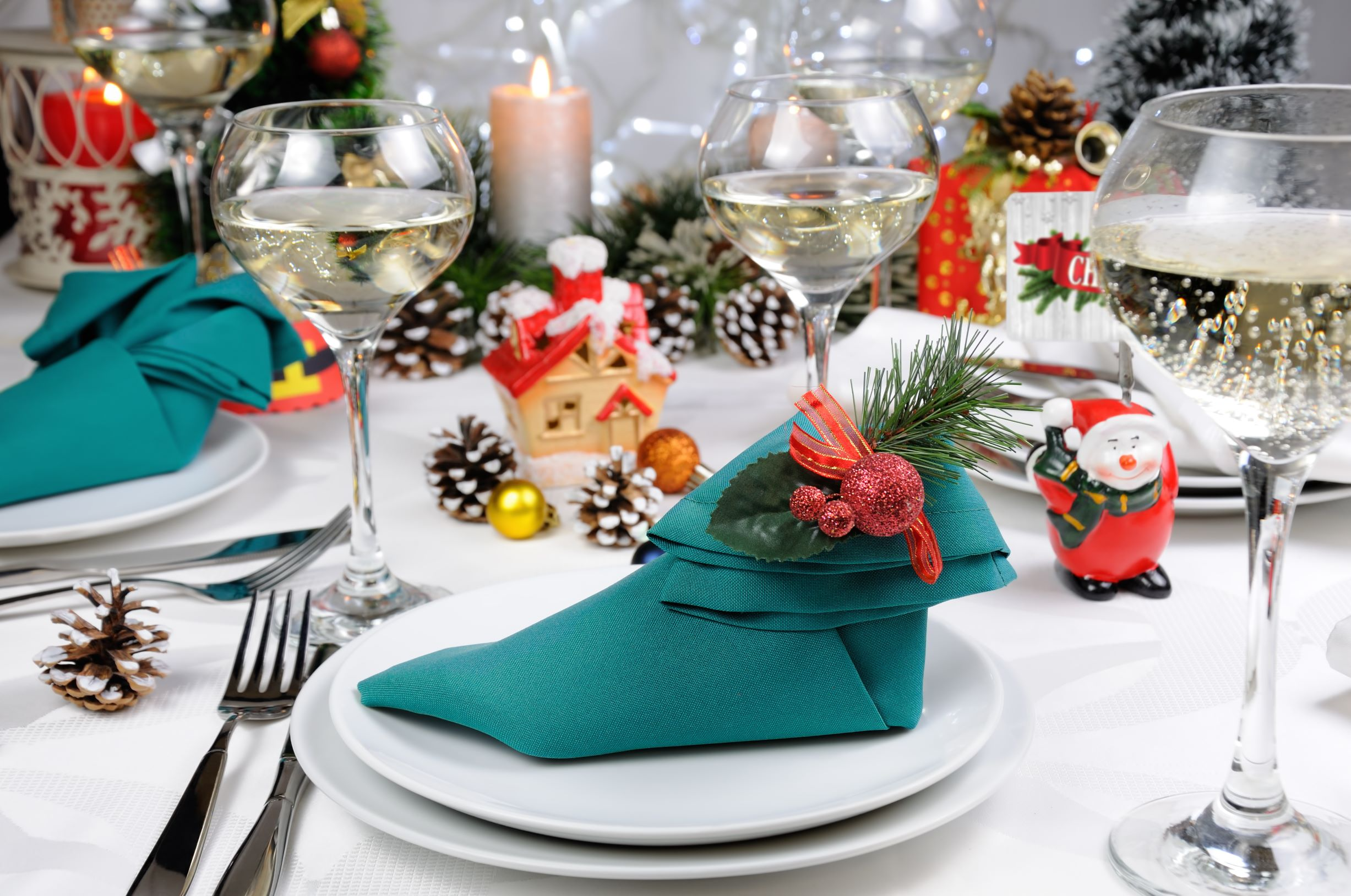Polyester Linen Napkin in Elf Shoe Fold