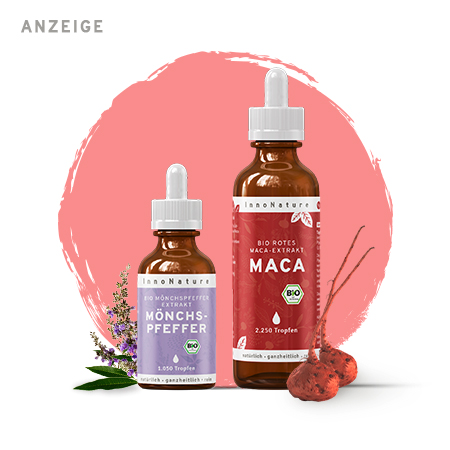 InnoNature Zyklus Paket mit Bio Mönchspfeffer und Bio Maca Tropfen.