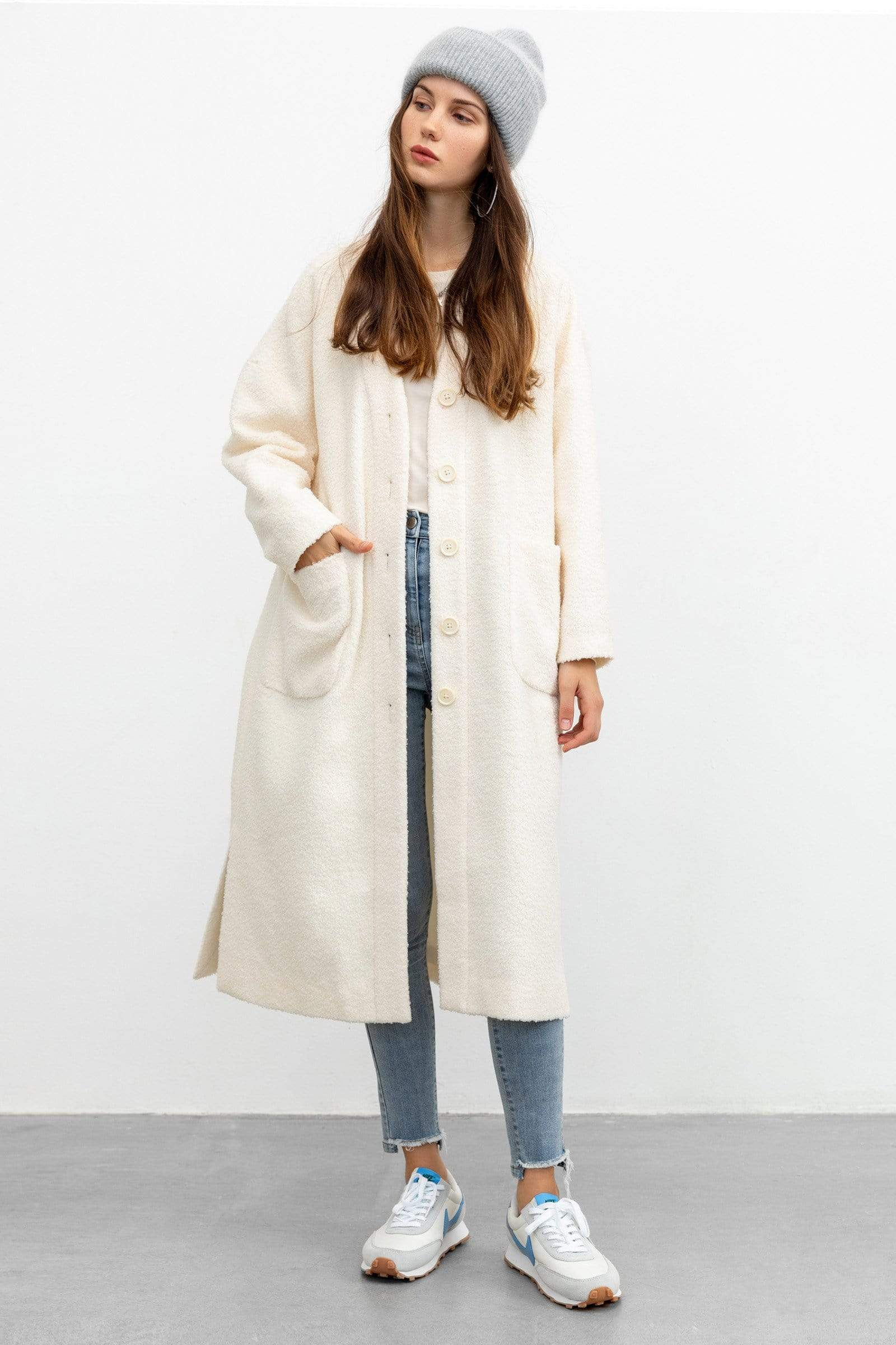 The Ida Grey Plaid Trench Coat by J.ING Women's Clothing & Apparel