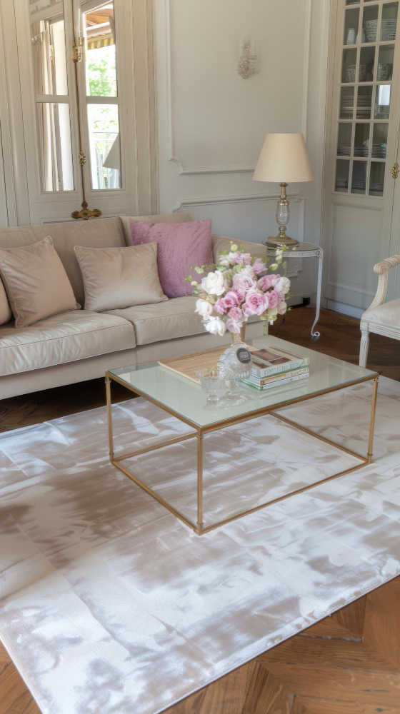 Alfombra de algodón decorativa en sala moderna