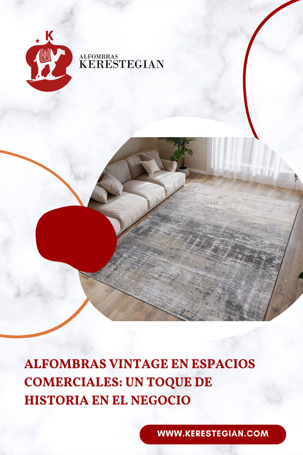 Alfombra vintage decorando un local comercial moderno