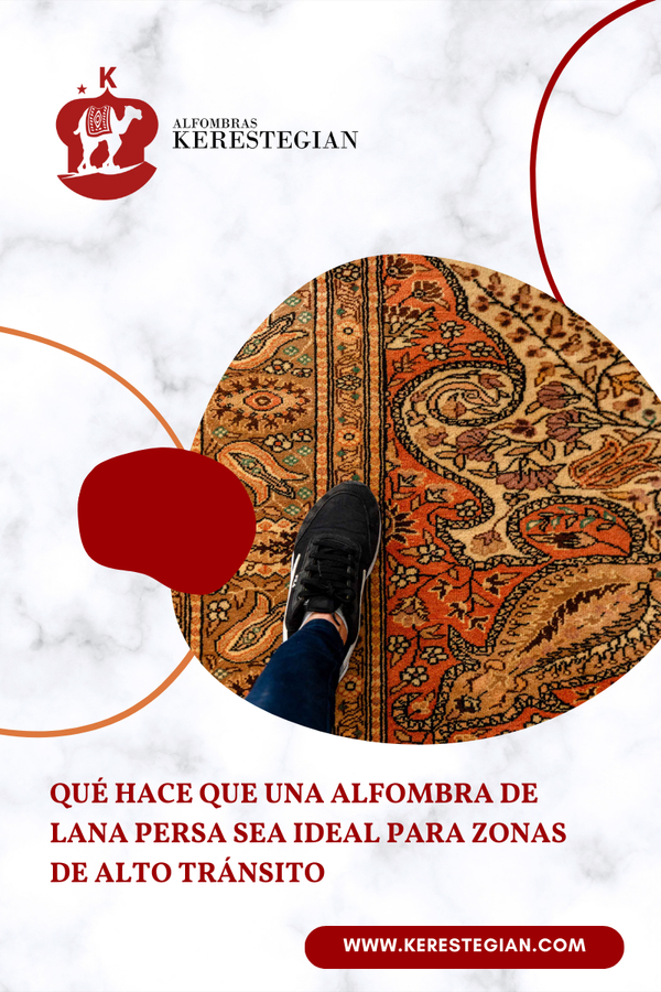 Alfombra de lana persa en un pasillo concurrido