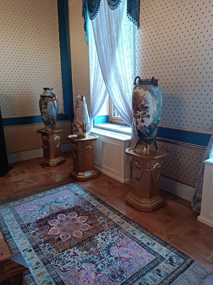 Alfombra hecha con combinación de lana y seda en salón contemporáneo