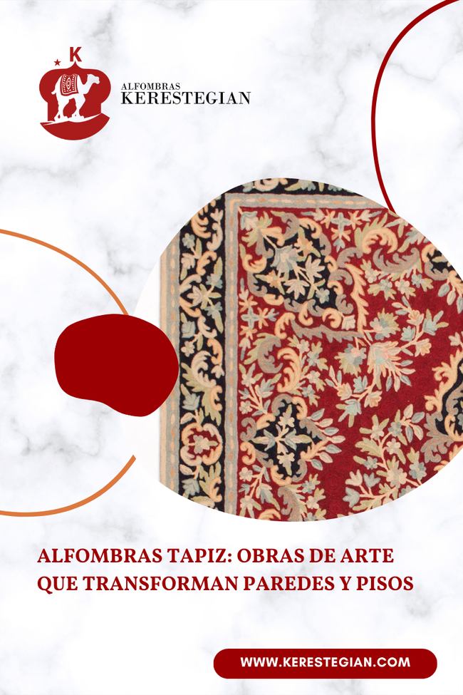 Alfombra tapiz decorando una pared con diseño artesanal