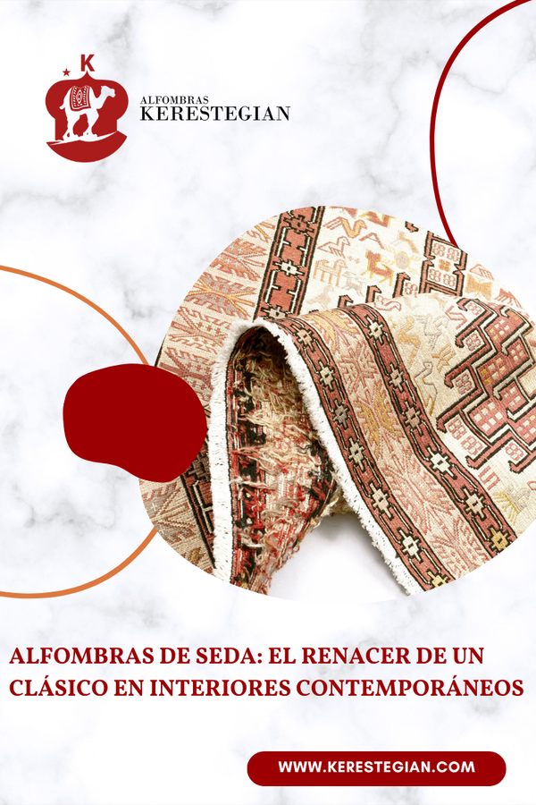 Alfombra de seda tradicional decorando un salón moderno