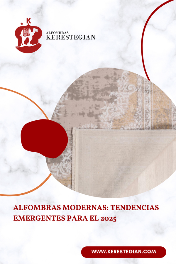 Alfombra moderna con forma orgánica y textura táctil en sala contemporánea