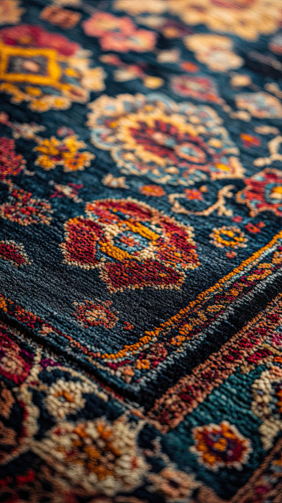 Alfombra persa antigua destacando en una sala elegante