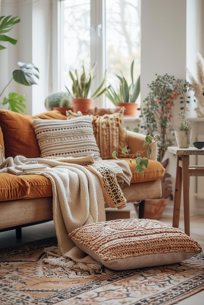 Alfombra de algodón decorativa en sala moderna