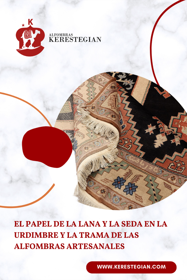Alfombra artesanal de lana y seda con diseño persa