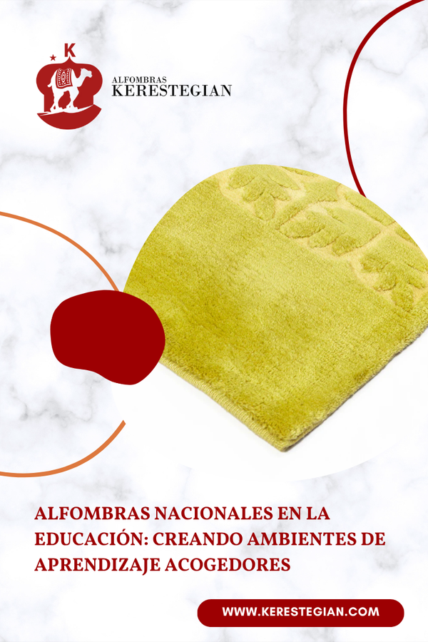 Alfombra artesanal en aula de lectura infantil