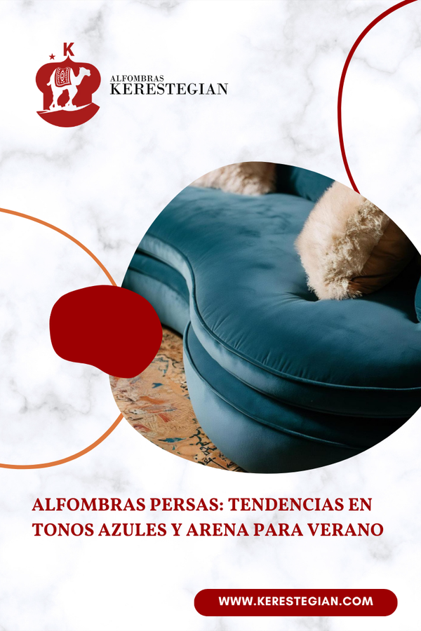 Alfombra persa en tonos azules y arena para interiores veraniegos