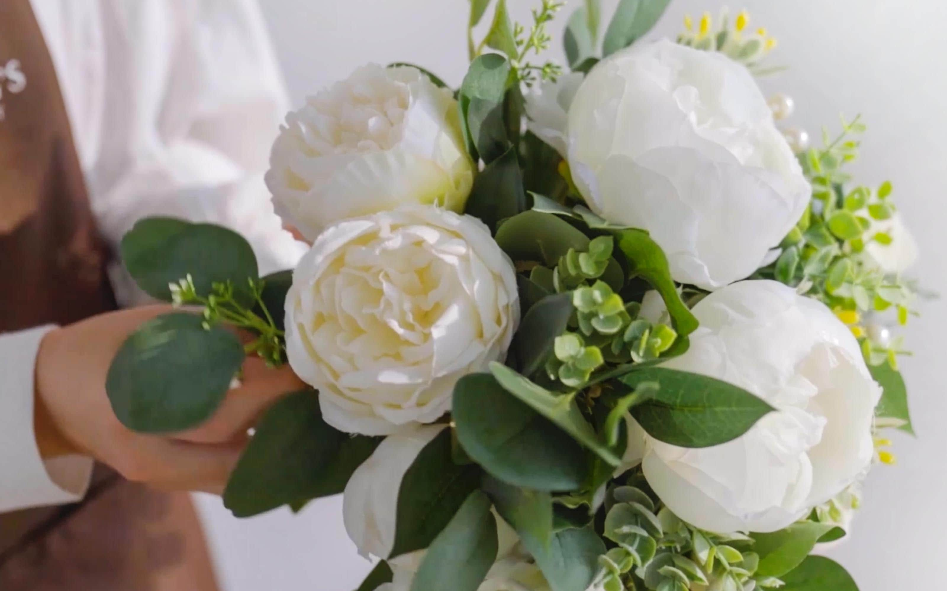 Small Cascade Bridal Bouquet in Natural Whites