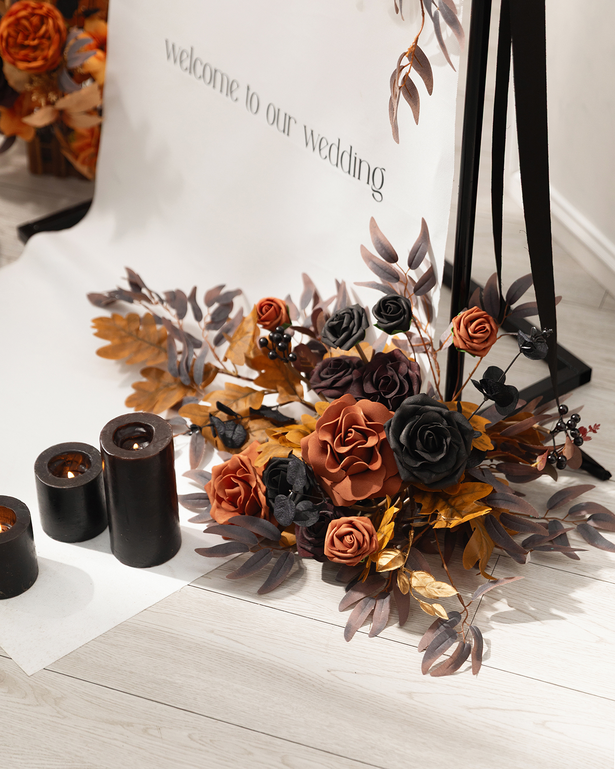 Flower Boxes in Black & Pumpkin Orange